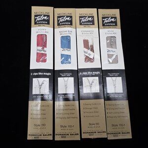 Neckline Talon Metal Nylon Coil Zippers Assorted Colors & Sizes NIB 1960s
